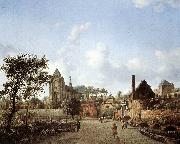 HEYDEN, Jan van der proach to the Town of Veere oil painting on canvas